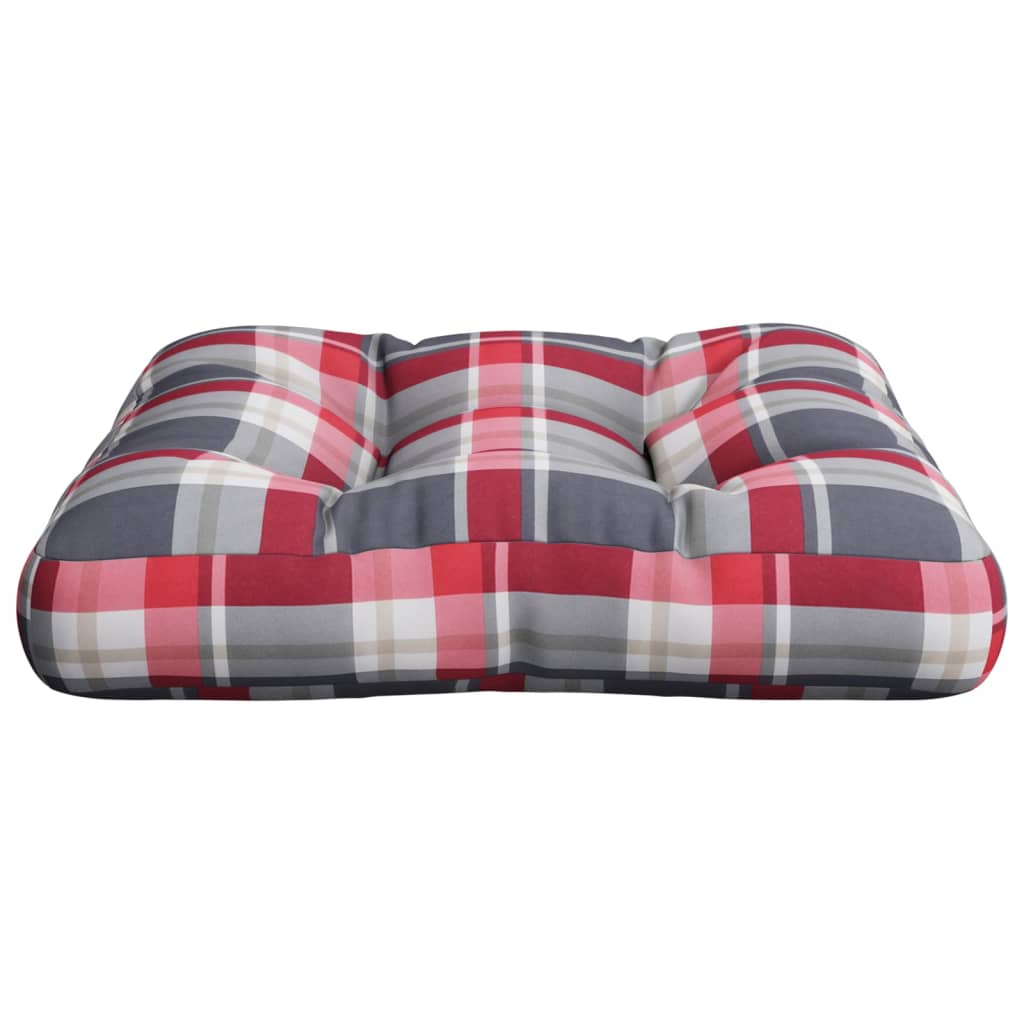 Cuscino per Pallet Motivo a Quadri Rossi 60x60x12 cm in Tessuto