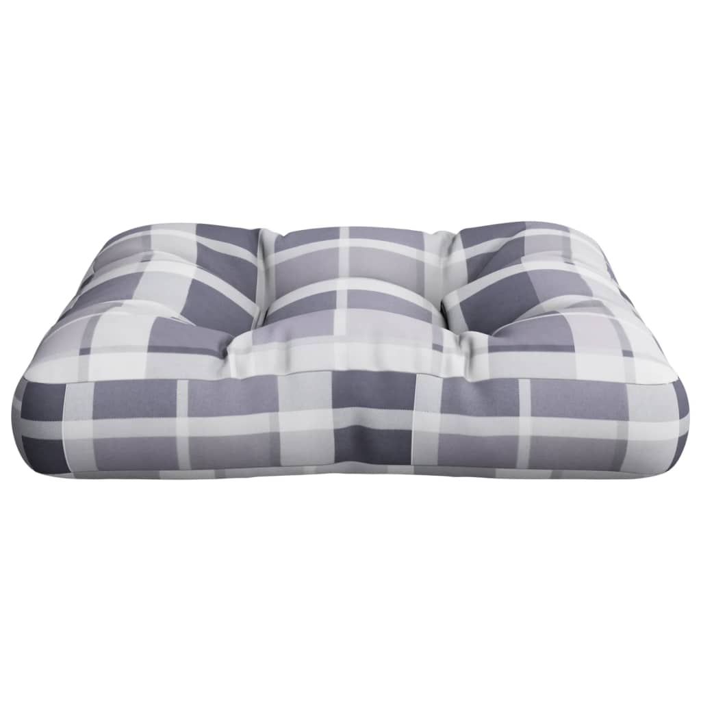Cuscino per Pallet Motivo a Quadri Grigi 60x60x12 cm in Tessuto