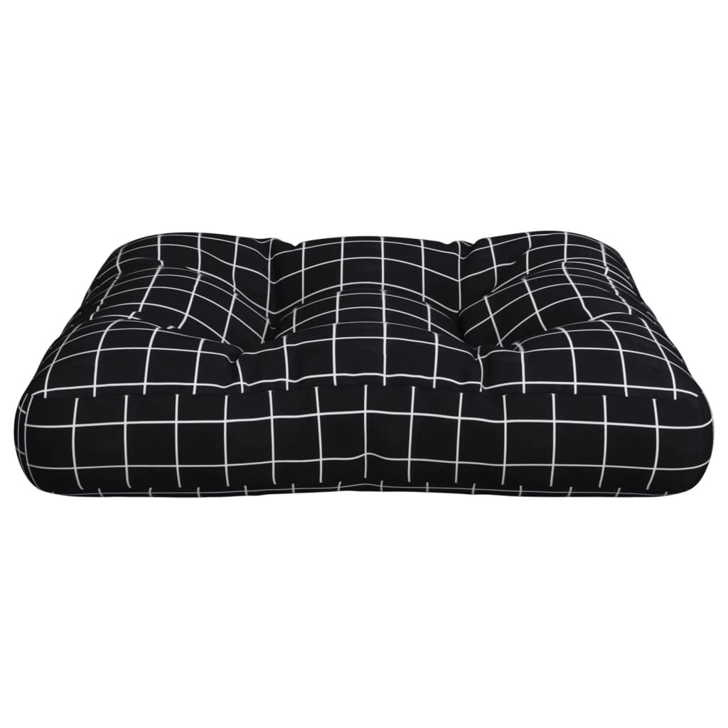 Cuscino per Pallet Motivo a Quadri Nero 60x60x12 cm in Tessuto