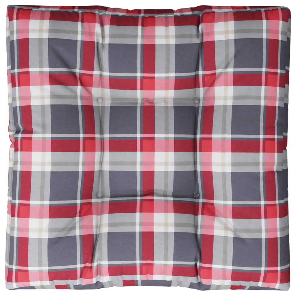Cuscino per Pallet a Quadri Rossi 70x70x12 cm in Tessuto