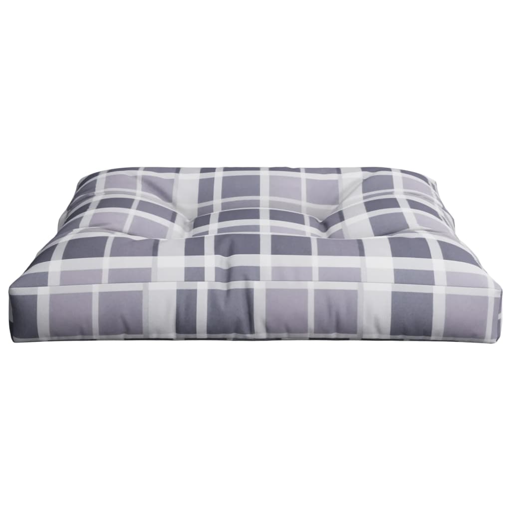 Cuscino per Pallet a Quadri Grigi 70x70x12 cm in Tessuto