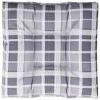 Cuscino per Pallet a Quadri Grigi 70x70x12 cm in Tessuto