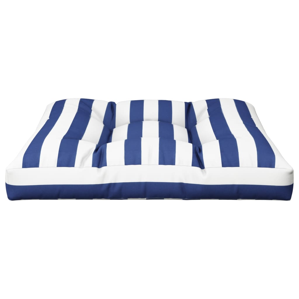 Cuscino per Pallet Strisce Bianche e Blu 70x70x12 cm in Tessuto