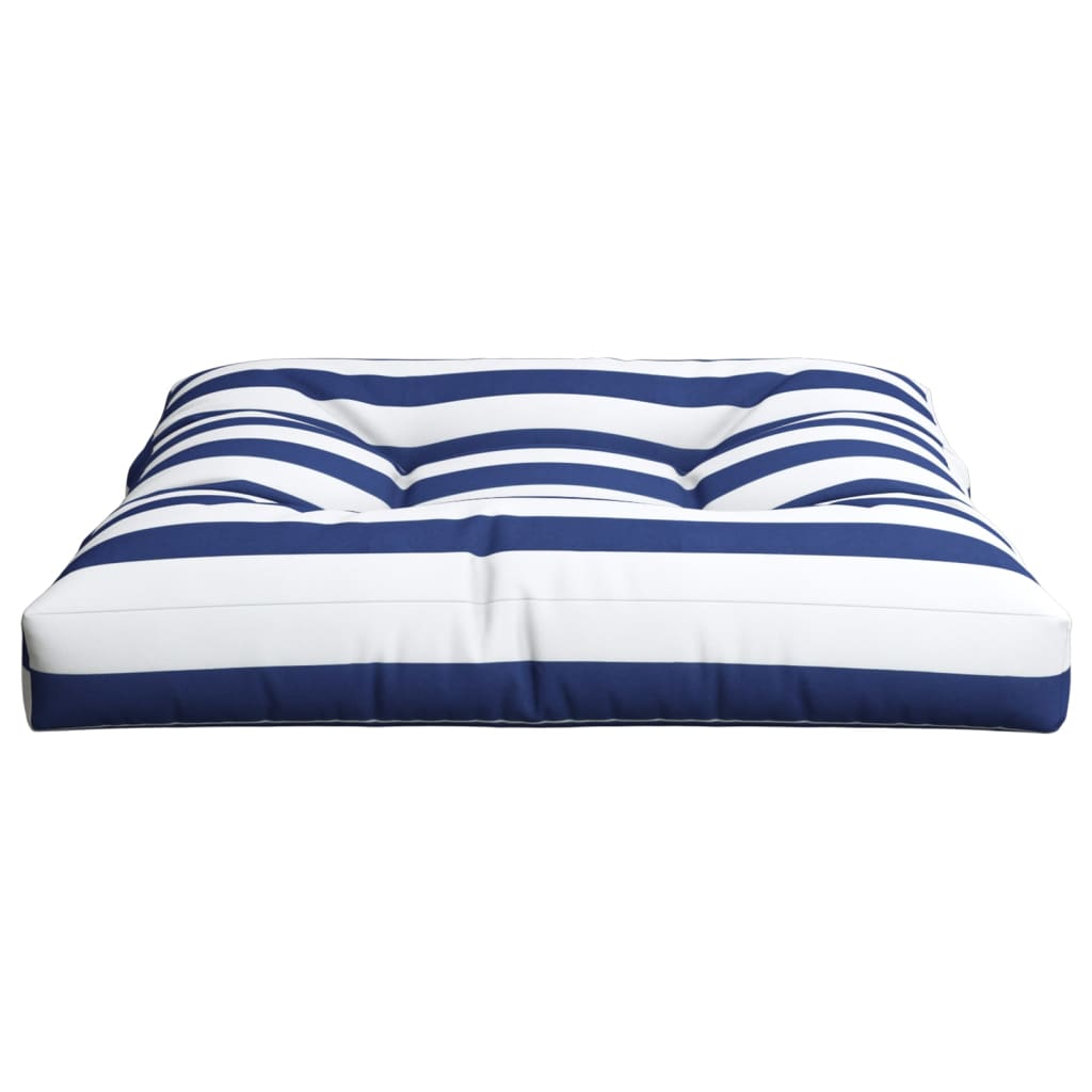 Cuscino per Pallet Strisce Bianche e Blu 70x70x12 cm in Tessuto