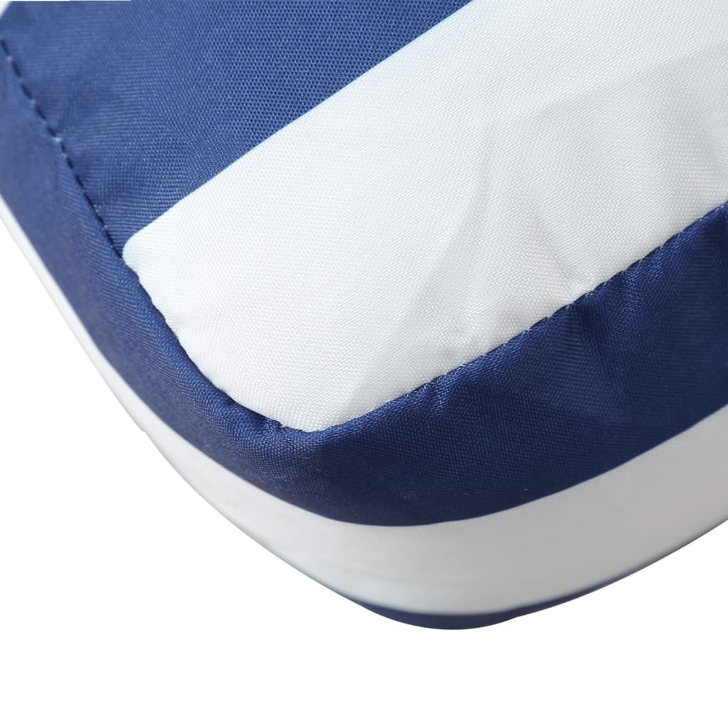 Cuscino per Pallet Strisce Bianche e Blu 70x70x12 cm in Tessuto