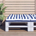 Cuscino per Pallet Strisce Bianche e Blu 70x70x12 cm in Tessuto
