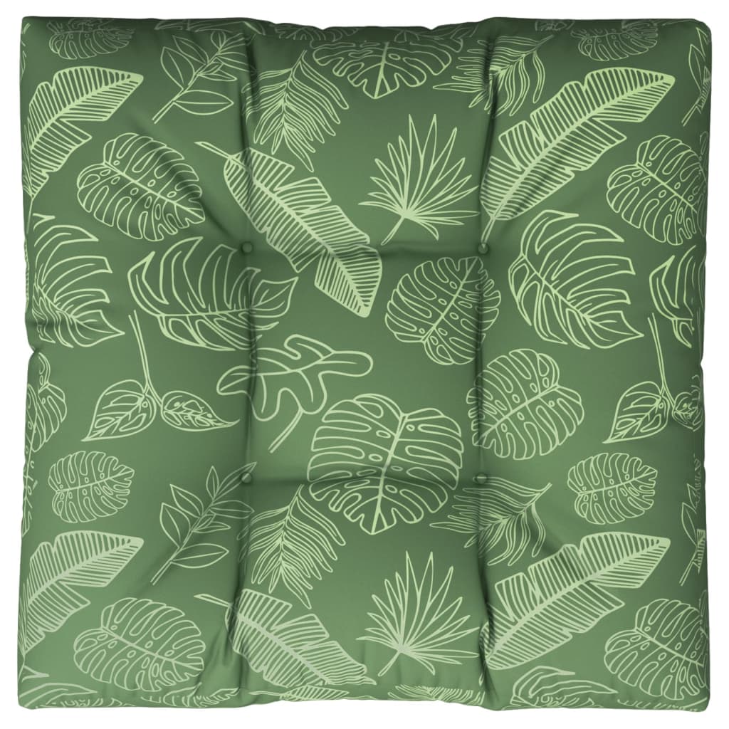 Cuscino per Pallet con Motivo a Foglie 70x70x12 cm in Tessuto