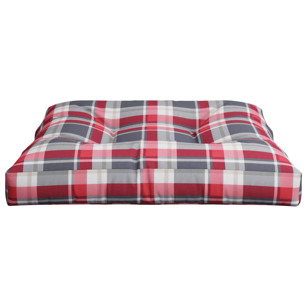 Cuscino per Pallet a Quadri Rossi 80x80x12 cm in Tessuto