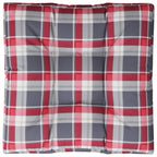 Cuscino per Pallet a Quadri Rossi 80x80x12 cm in Tessuto