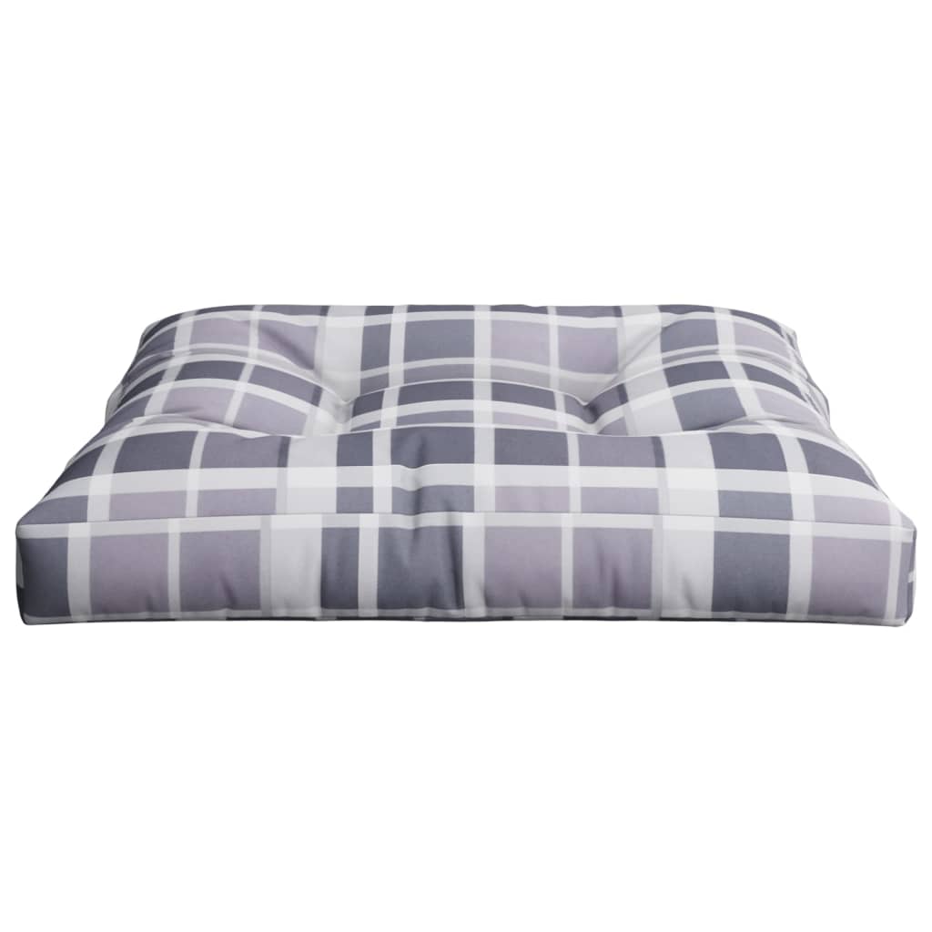 Cuscino per Pallet Motivo a Quadri Grigi 80x80x12 cm in Tessuto