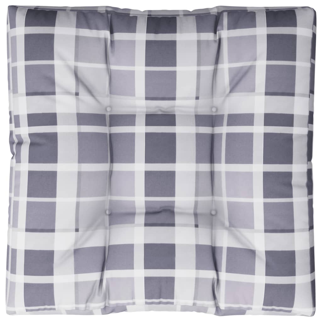 Cuscino per Pallet Motivo a Quadri Grigi 80x80x12 cm in Tessuto