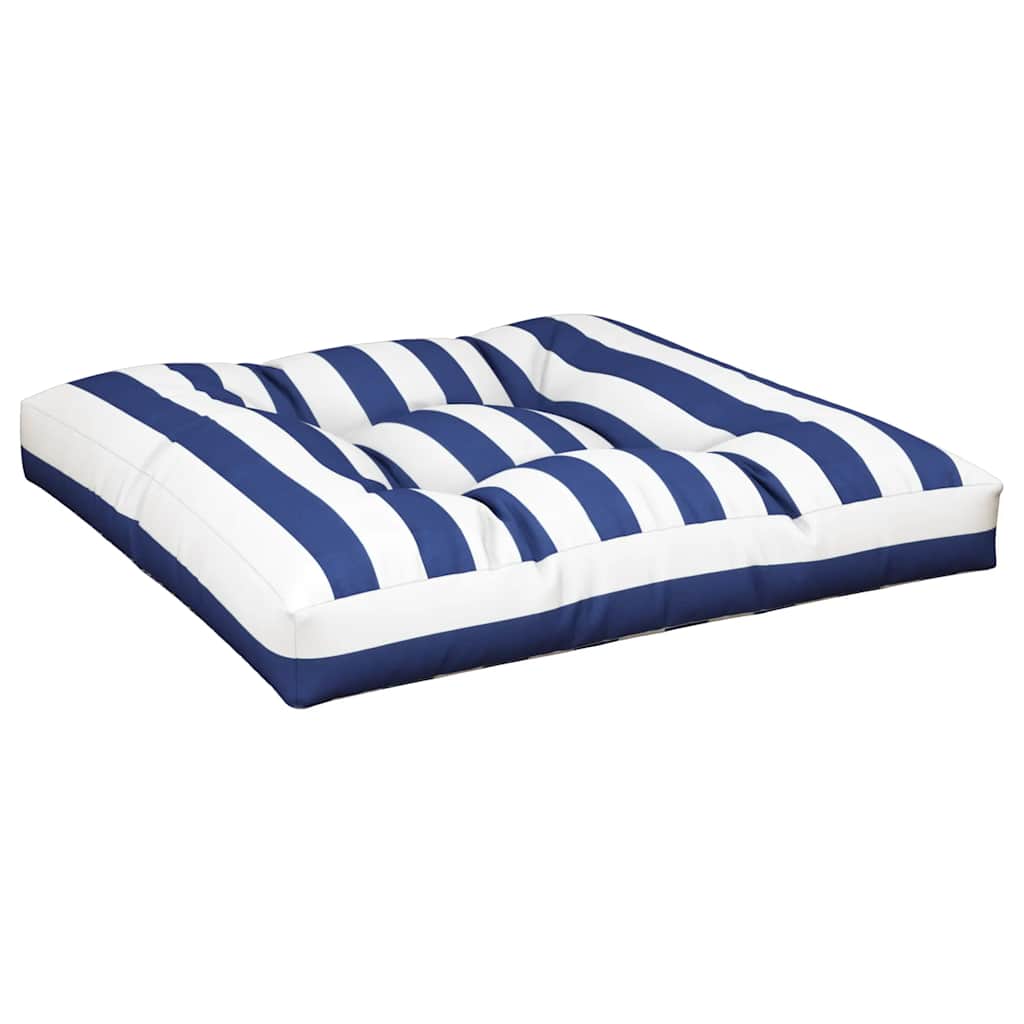 Cuscino per Pallet Strisce Bianche e Blu 80x80x12 cm in Tessuto