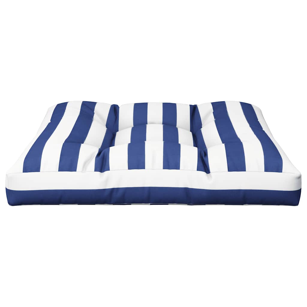Cuscino per Pallet Strisce Bianche e Blu 80x80x12 cm in Tessuto