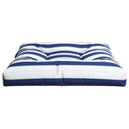 Cuscino per Pallet Strisce Bianche e Blu 80x80x12 cm in Tessuto