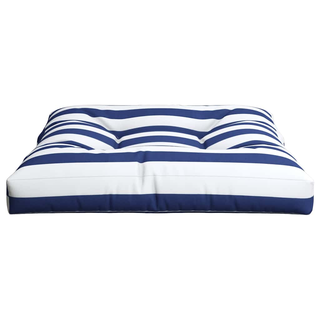 Cuscino per Pallet Strisce Bianche e Blu 80x80x12 cm in Tessuto