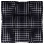 Cuscino per Pallet Motivo a Quadri Nero 80x80x12 cm in Tessuto
