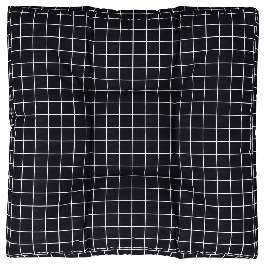Cuscino per Pallet Motivo a Quadri Nero 80x80x12 cm in Tessuto