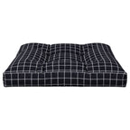 Cuscino per Pallet Motivo a Quadri Nero 80x80x12 cm in Tessuto