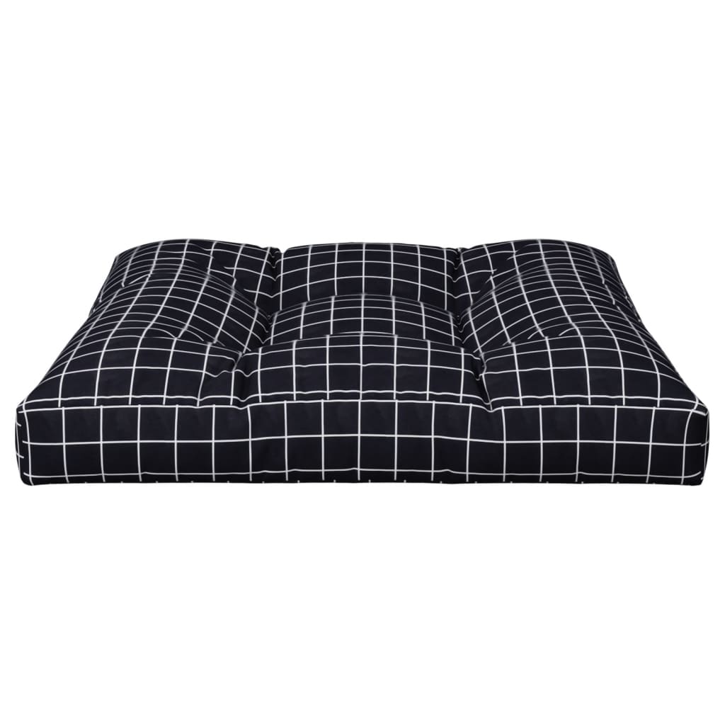 Cuscino per Pallet Motivo a Quadri Nero 80x80x12 cm in Tessuto