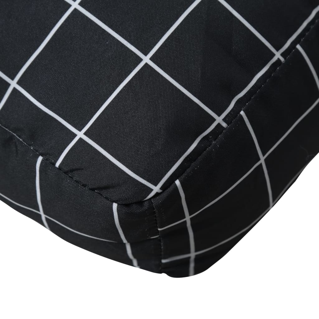 Cuscino per Pallet Motivo a Quadri Nero 80x80x12 cm in Tessuto