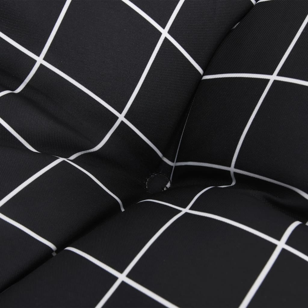 Cuscino per Pallet Motivo a Quadri Nero 80x80x12 cm in Tessuto