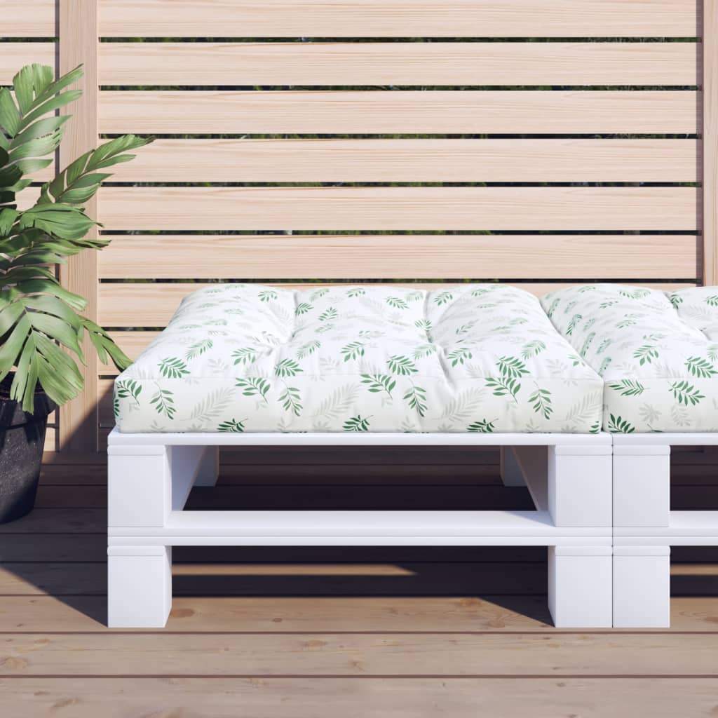 Cuscino per Pallet con Motivo a Foglie 80x80x12 cm in Tessuto