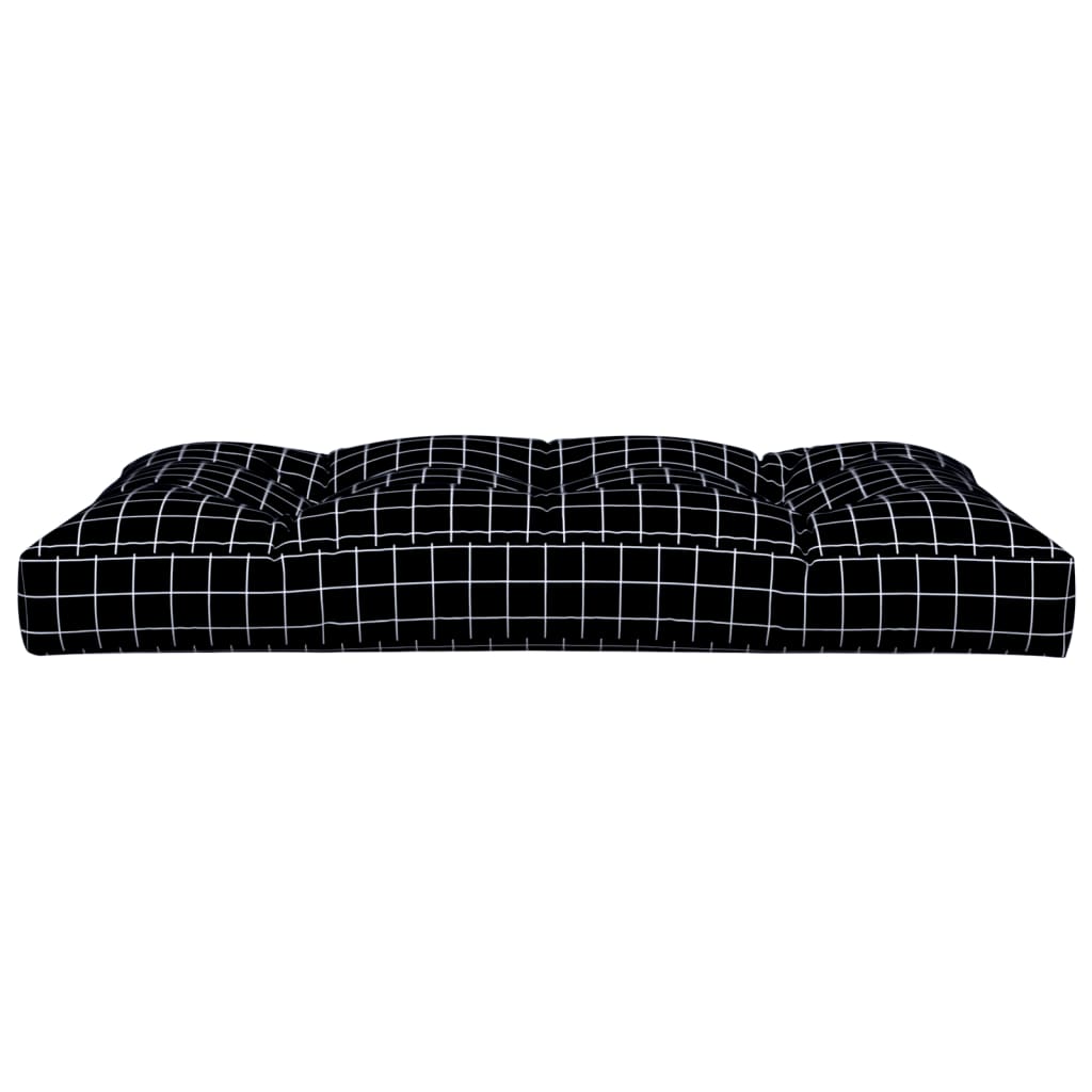 Cuscino per Pallet Motivo a Quadri Nero 120x80x12 cm in Tessuto