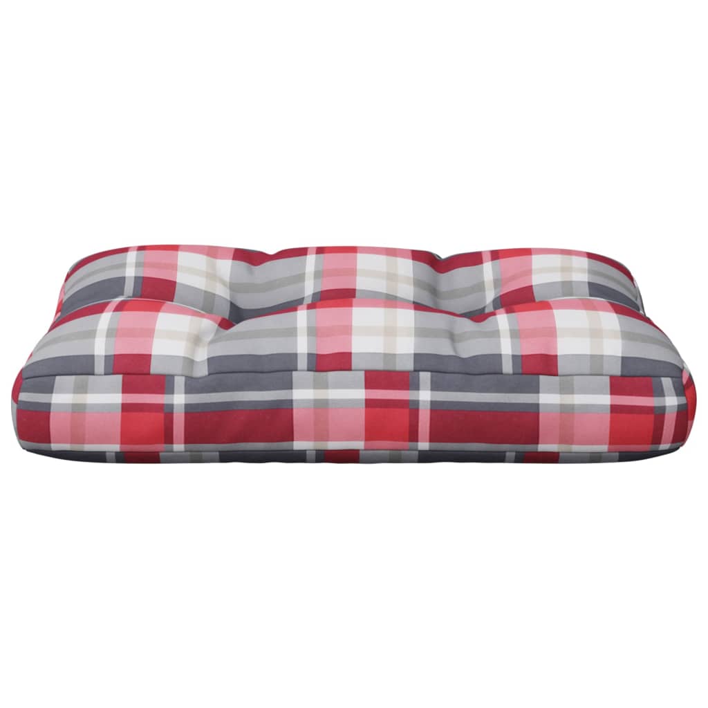 Cuscino per Pallet a Quadri Rossi 50x40x12 cm in Tessuto