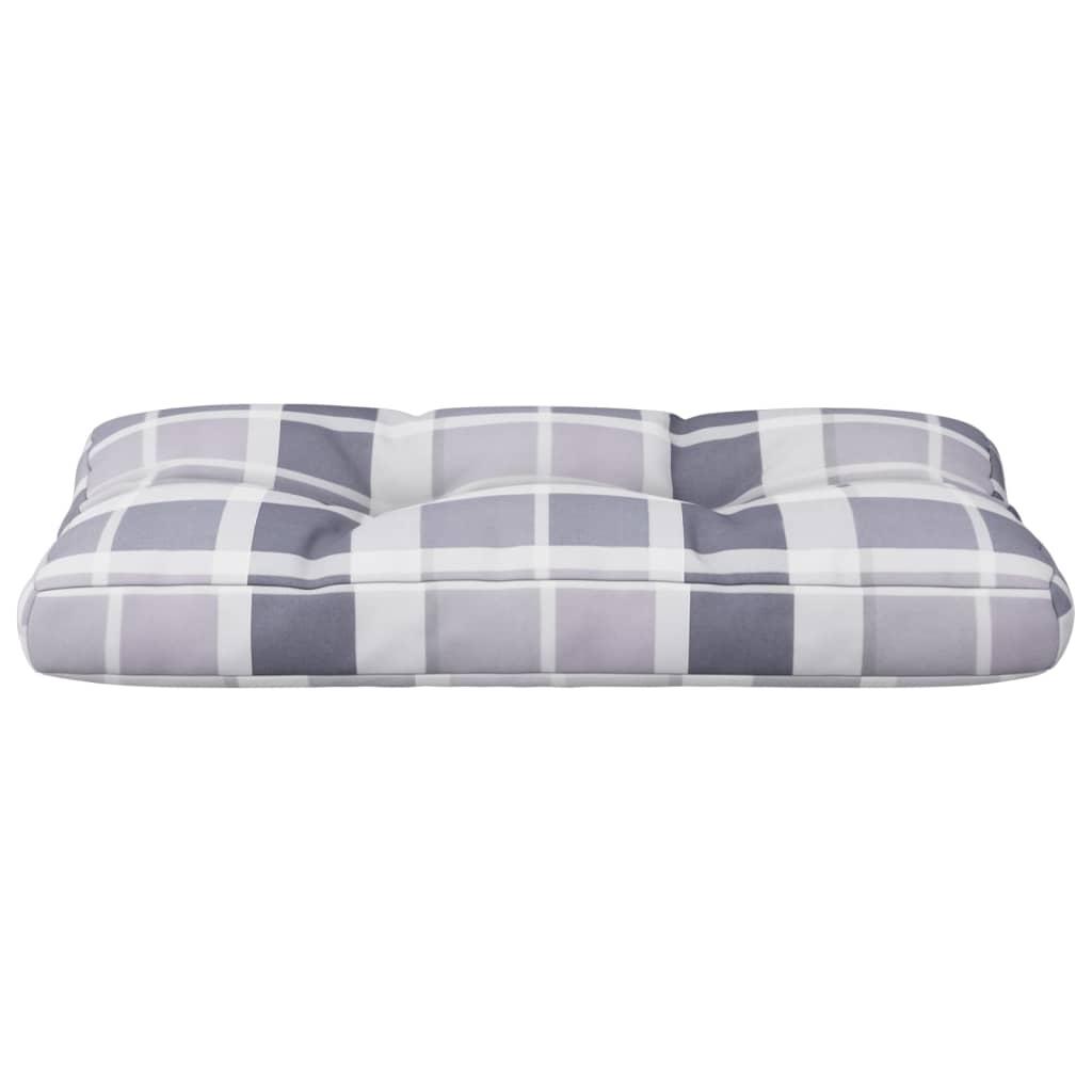 Cuscino per Pallet a Quadri Grigi 70x40x12 cm in Tessuto