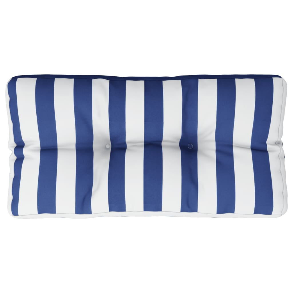 Cuscino per Pallet Strisce Bianche e Blu 70x40x12 cm in Tessuto