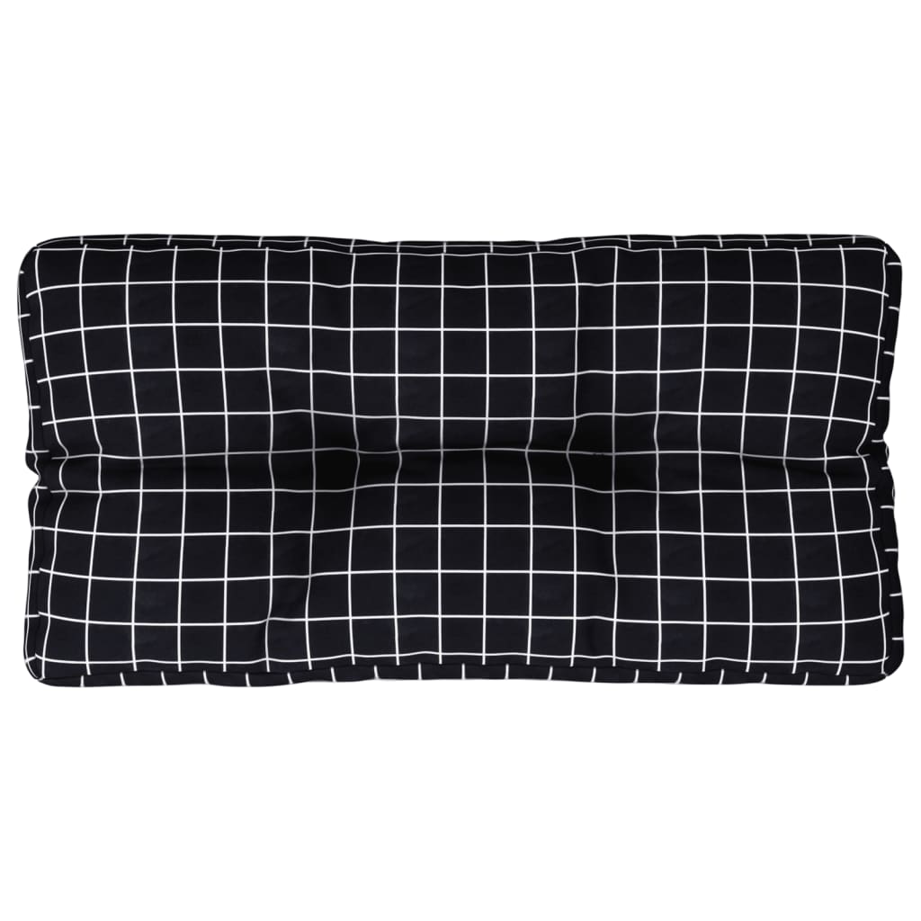 Cuscino per Pallet Motivo a Quadri Nero 70x40x12 cm in Tessuto