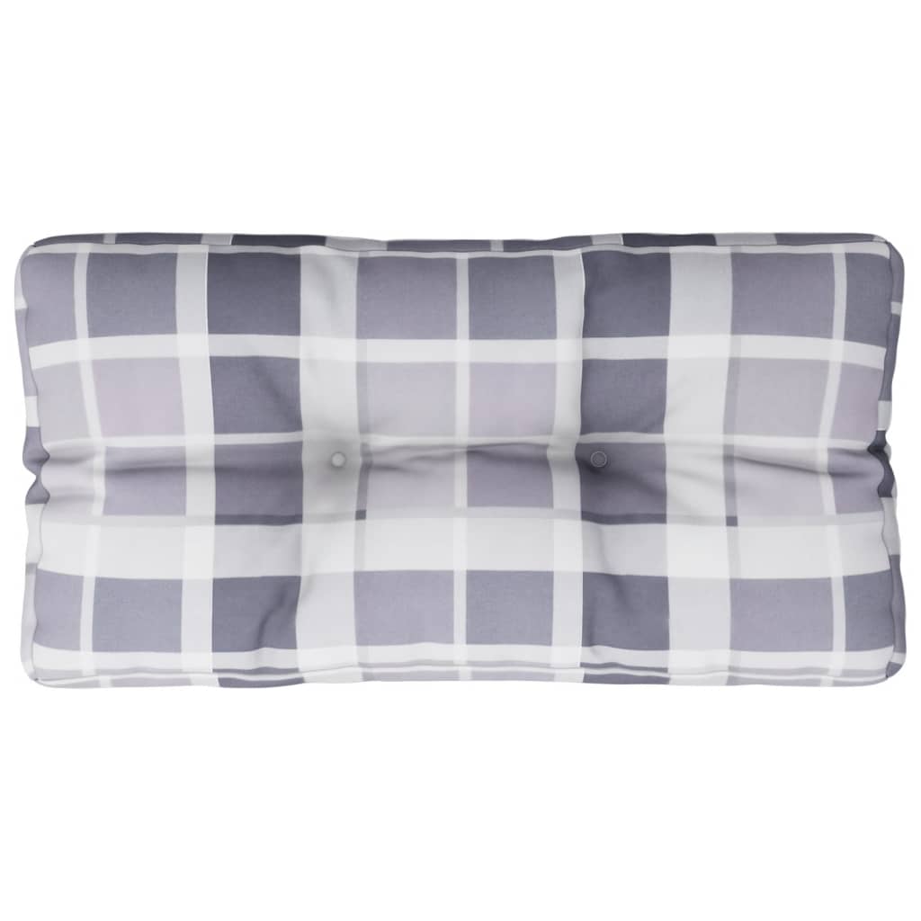 Cuscino per Pallet a Quadri Grigi 80x40x12 cm in Tessuto