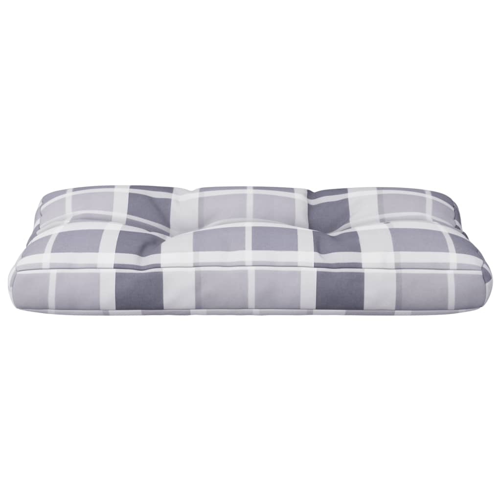 Cuscino per Pallet a Quadri Grigi 80x40x12 cm in Tessuto