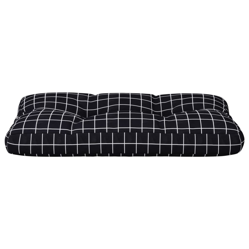 Cuscino per Pallet Motivo a Quadri Nero 80x40x12 cm in Tessuto