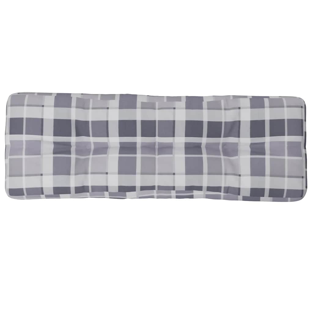 Cuscino per Pallet a Quadri Grigi 120x40x12 cm in Tessuto