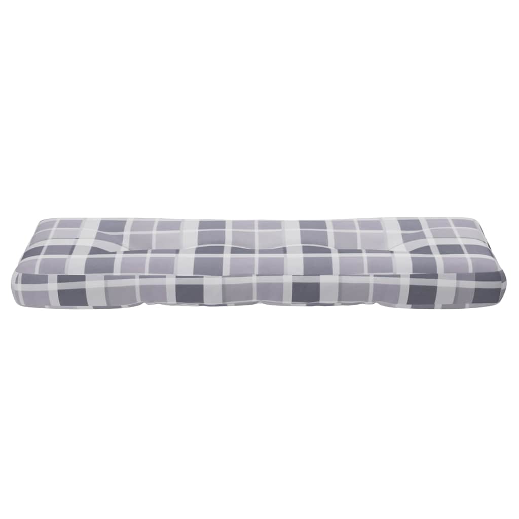 Cuscino per Pallet a Quadri Grigi 120x40x12 cm in Tessuto