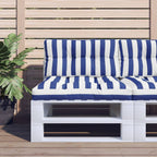 Cuscini per Pallet 2 pz Strisce Blu e Bianche in Tessuto