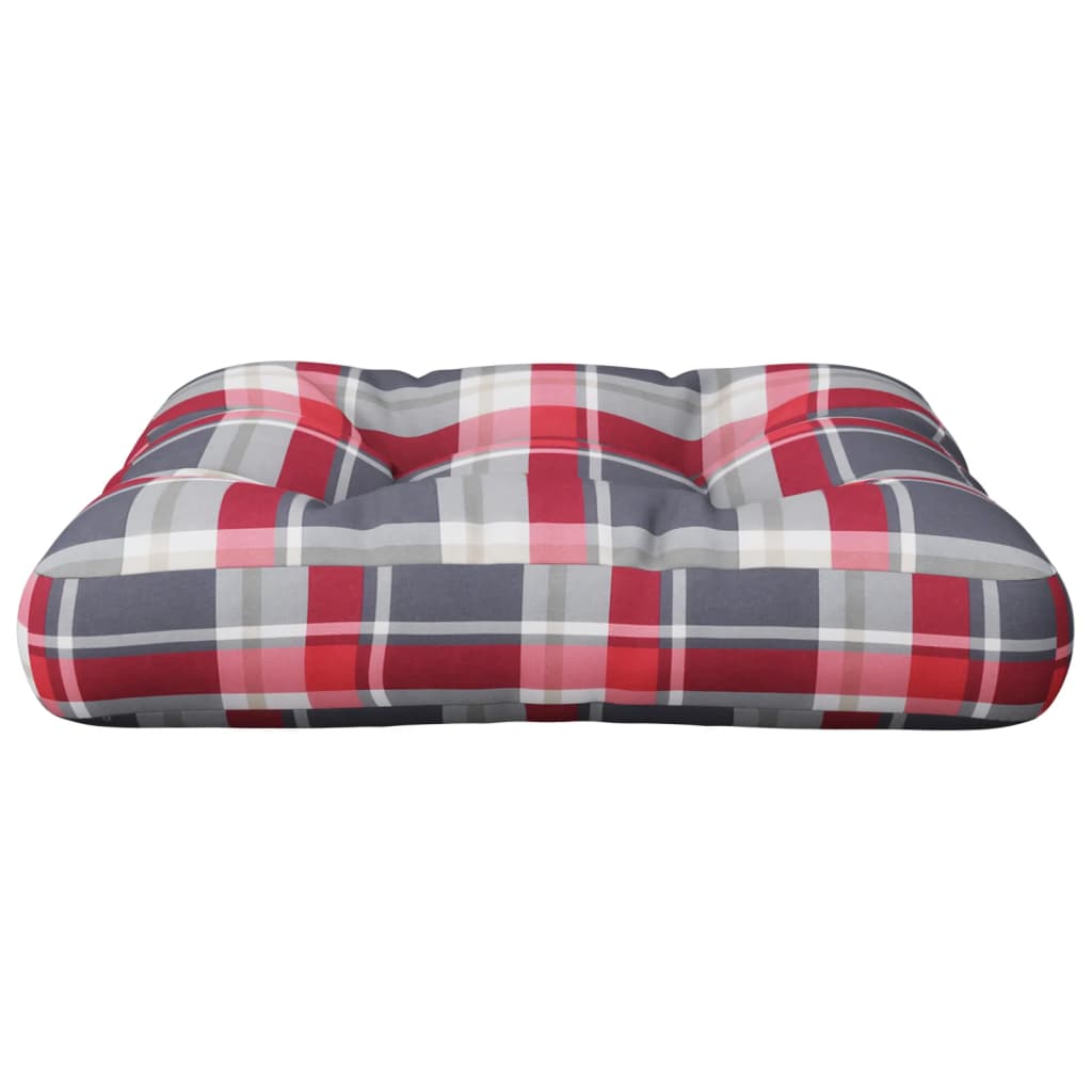 Cuscino per Pallet a Quadri Rosso 58x58x10 cm in Tessuto