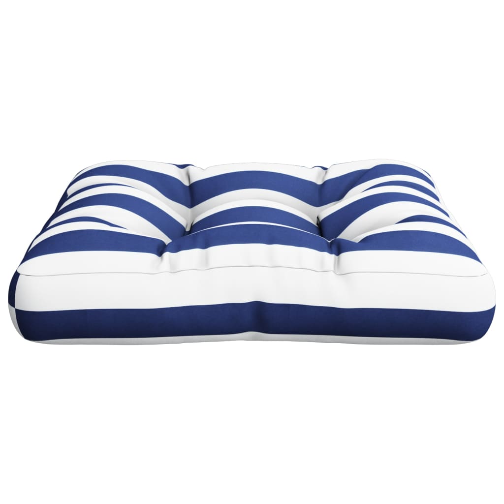 Cuscino Pallet Strisce Bianche e Blu 58x58x10 cm Tessuto Oxford