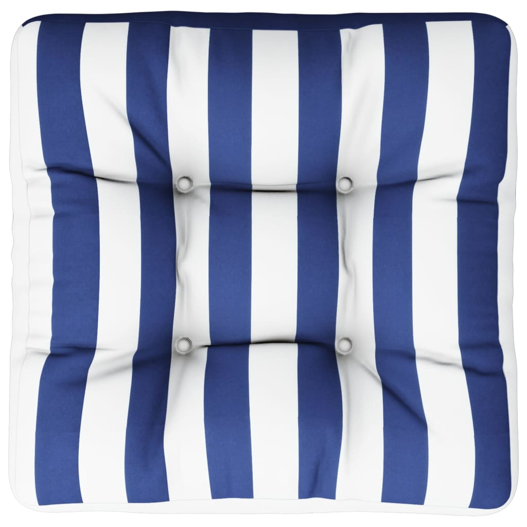 Cuscino Pallet Strisce Bianche e Blu 58x58x10 cm Tessuto Oxford