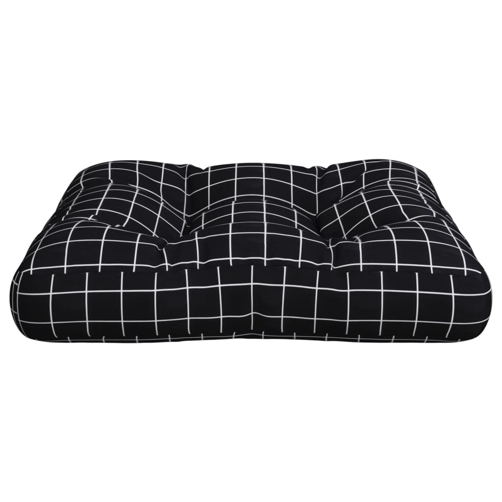 Cuscino Pallet Motivo a Quadri Nero 58x58x10 cm Tessuto Oxford