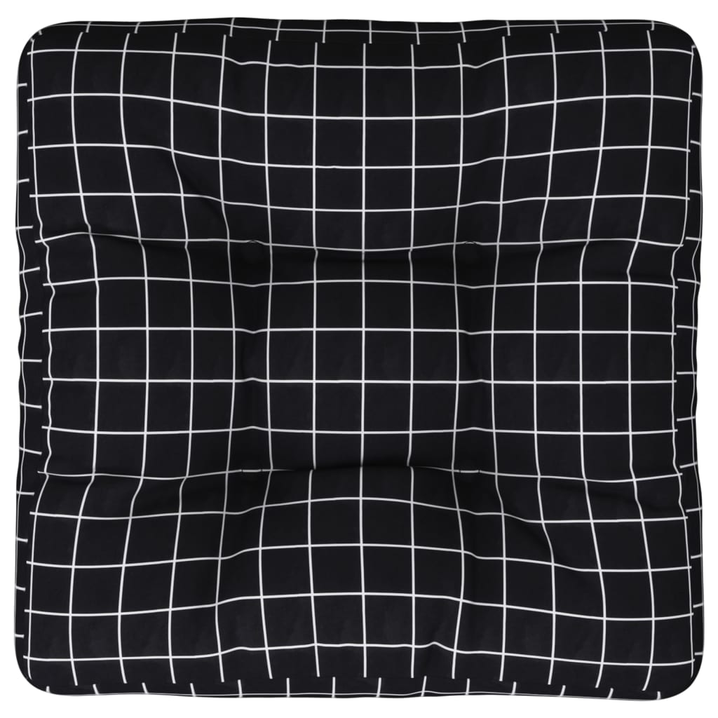 Cuscino Pallet Motivo a Quadri Nero 58x58x10 cm Tessuto Oxford