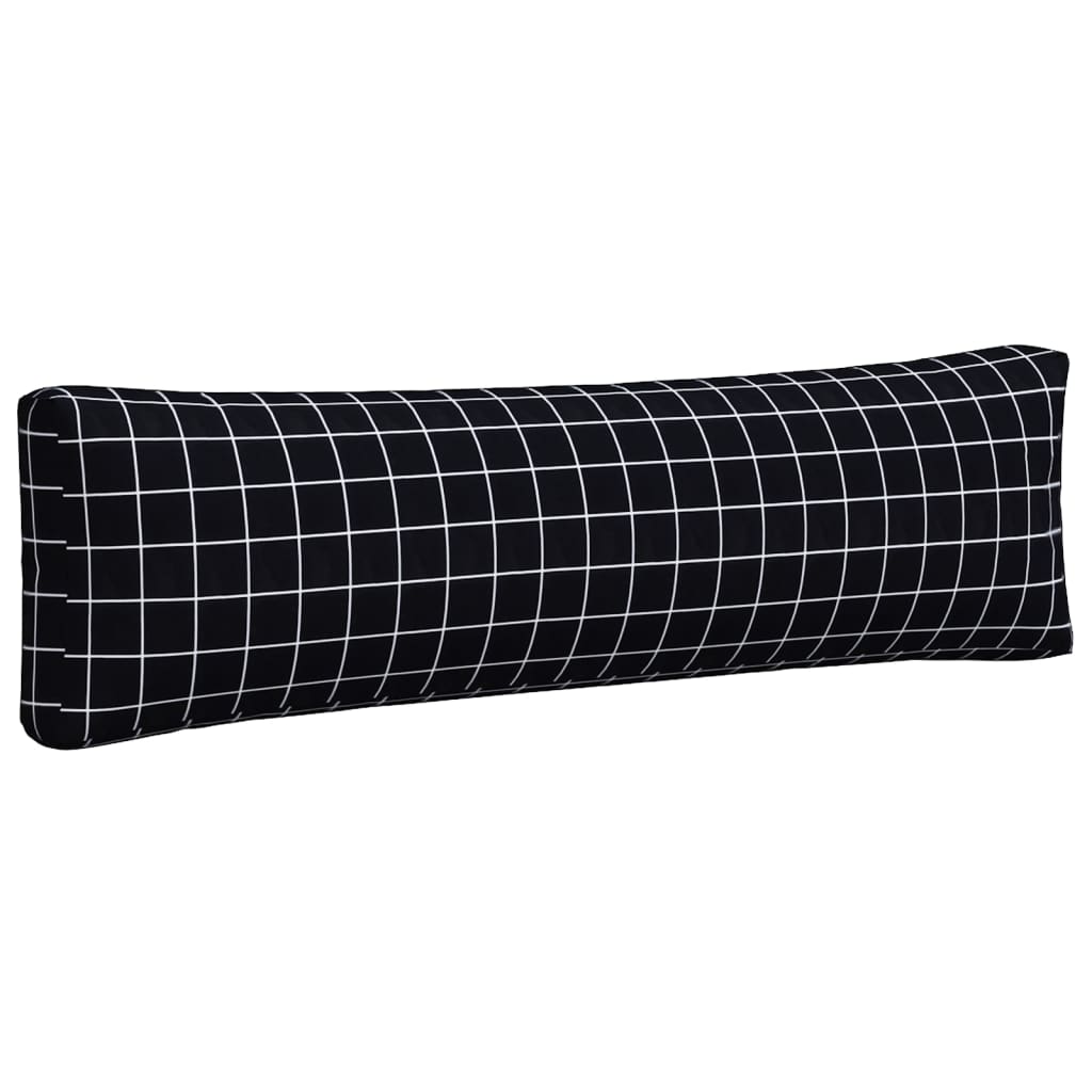 Cuscini per Pallet 2 pz Motivo a Quadri Nero in Tessuto Oxford