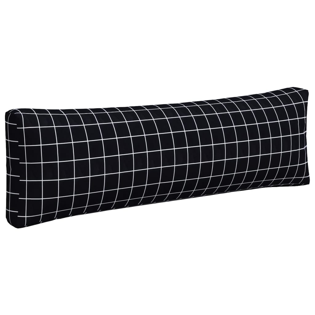 Cuscini per Pallet 3 pz Motivo a Quadri Nero in Tessuto Oxford