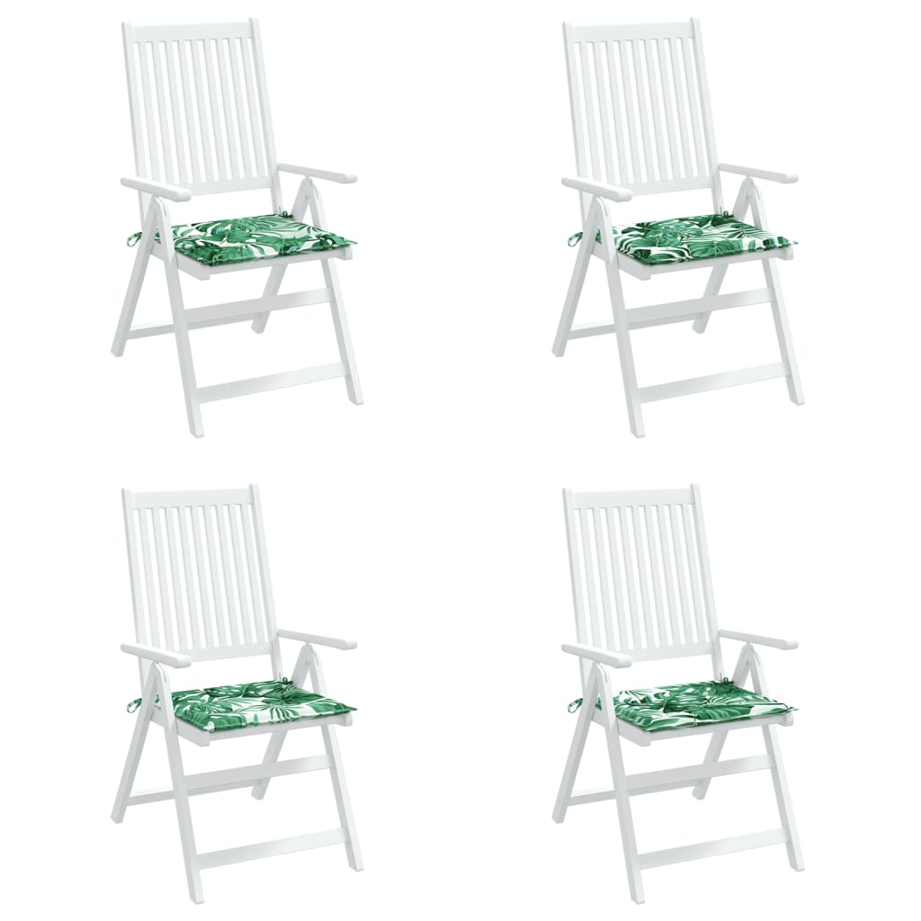 Cuscini per Sedia 4 pz Motivo a Foglie 40x40x4 cm Tessuto
