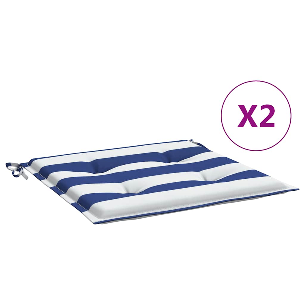 Cuscini per Sedia 2 pz Strisce Bianche e Blu 40x40x4 cm Tessuto