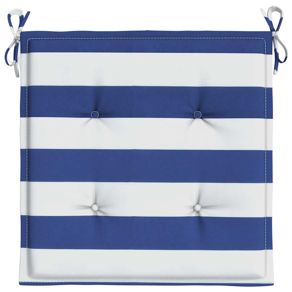 Cuscini per Sedia 2 pz Strisce Bianche e Blu 40x40x4 cm Tessuto