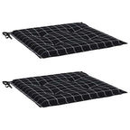 Cuscini Sedia 2 pz Motivo a Quadri Nero 40x40x4 cm in Tessuto