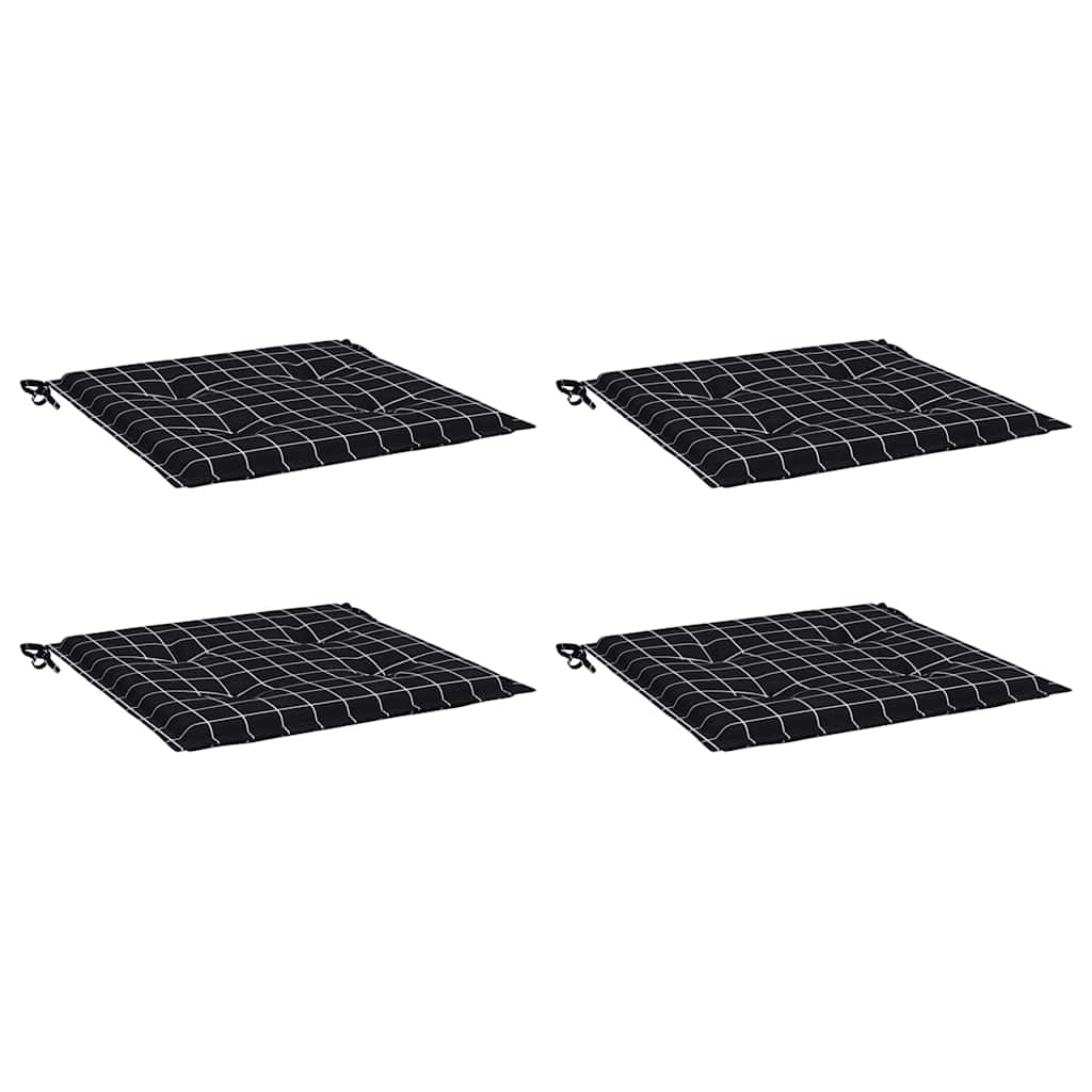 Cuscini Sedia 4 pz Motivo a Quadri Nero 40x40x4 cm in Tessuto