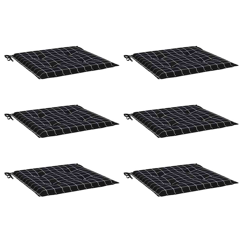 Cuscini Sedia 6 pz Motivo a Quadri Nero 40x40x4 cm in Tessuto